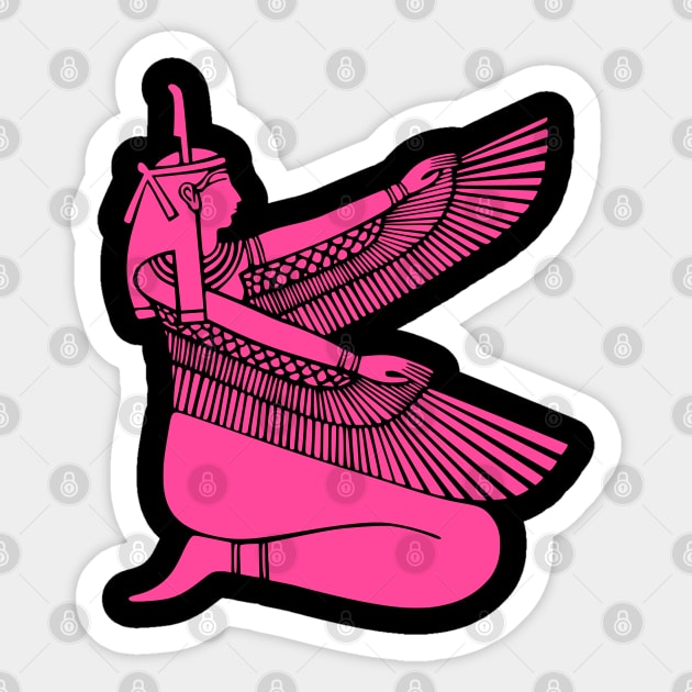 Hot Pink Color Egyptian Goddess Maat Sticker by Pattern Plans